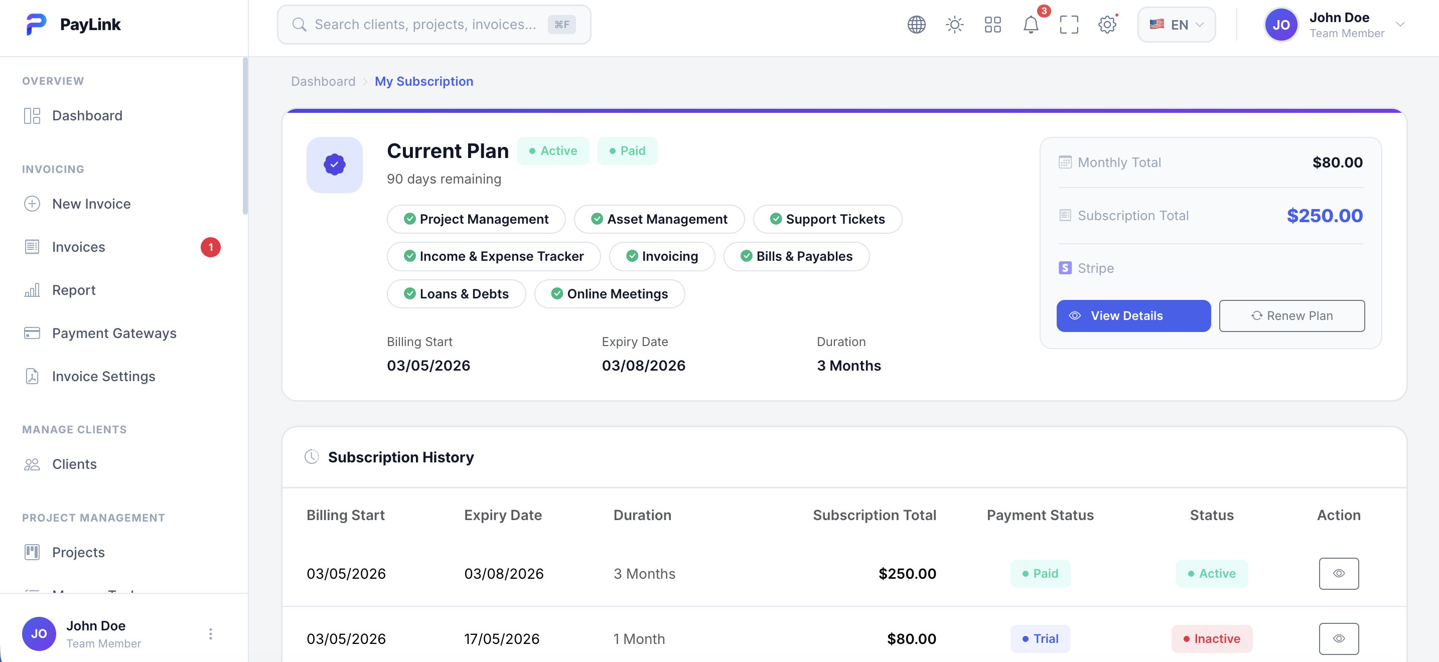 PayLink Subscriptions